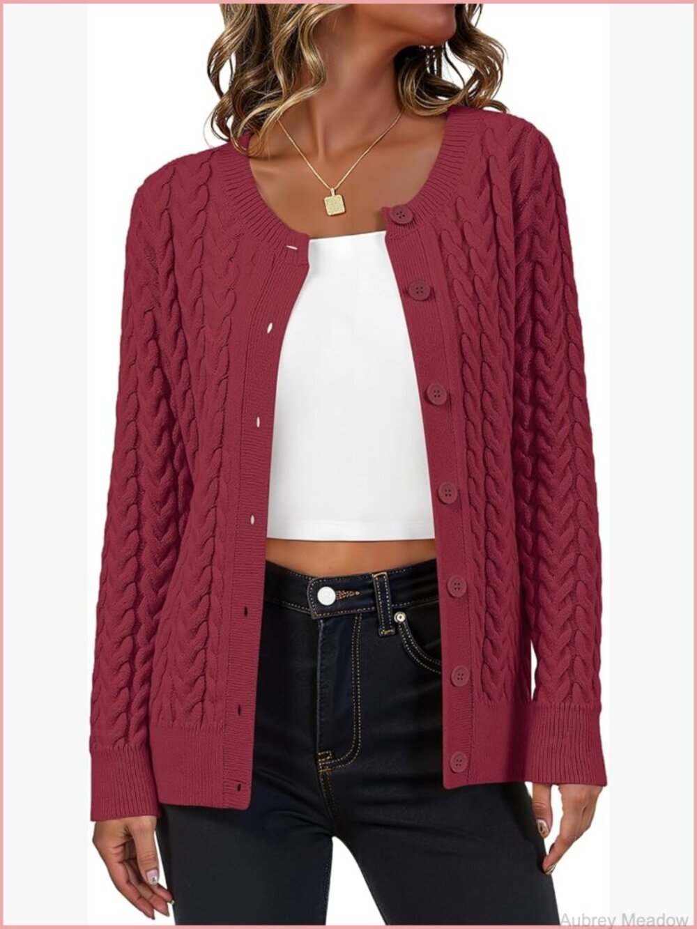 Women's Chunky Cable Knit Button Down Cardigan Sweater